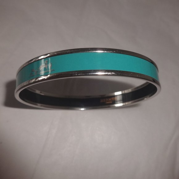 HERMÈS Caleche Narrow Enamel Bracelet Blue - Picture 7 of 11